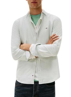 Chemise Tommy Jeans Oxford slim à rayures vertes pour homme