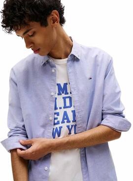 Chemise Tommy Jeans Oxford slim bleue pour homme
