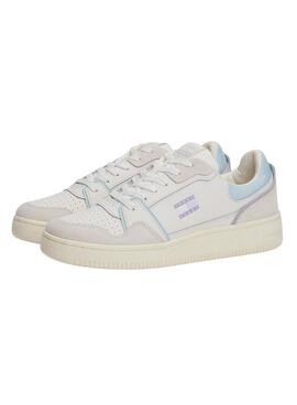 Chaussures Tommy Jeans Retro Basket blanc et violet pour femme