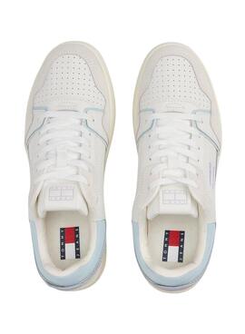 Chaussures Tommy Jeans Retro Basket blanc et violet pour femme