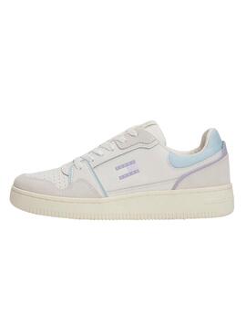 Chaussures Tommy Jeans Retro Basket blanc et violet pour femme