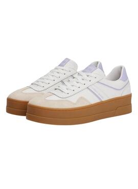 Baskets Tommy Jeans The Greenwich Platform blanc et lilas pour femme