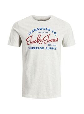 T-Shirt Jack and Jones Logo Blanc Homme