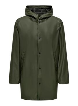 Imperméable Only and Sons Luca vert pour homme