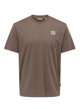 T-shirt Only and Sons Dawson marron pour homme.