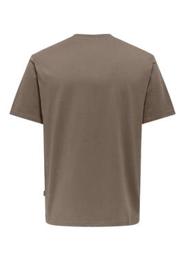 T-shirt Only and Sons Dawson marron pour homme.