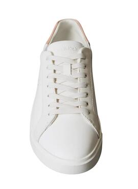 Baskets Calvin Klein Jeans Low Pro Cups blanc et rose pour femme.
