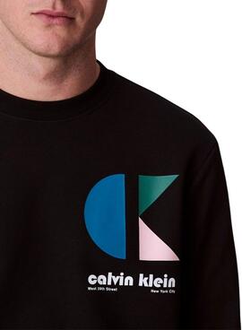 Sweatshirt Calvin Klein Jeans Bauhaus noir pour homme