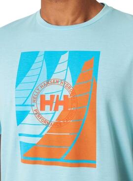 T-shirt Helly Hansen Race turquoise pour homme.