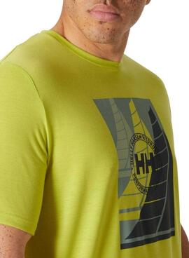T-shirt Helly Hansen Race lime pour homme