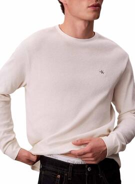 T-shirt Calvin Klein Jeans Waffle Badge blanc pour homme