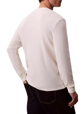 T-shirt Calvin Klein Jeans Waffle Badge blanc pour homme