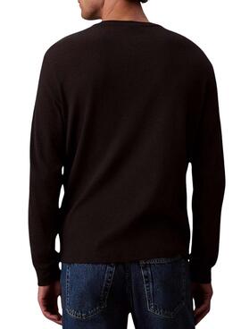 T-shirt Calvin Klein Jeans Waffle Badge noir pour homme