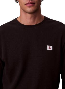 T-shirt Calvin Klein Jeans Waffle Badge noir pour homme
