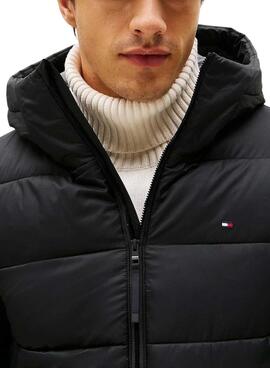 Veste à capuche noire Tommy Hilfiger Mid Weight pour homme.