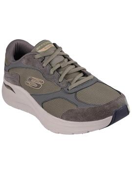 Chaussures Skechers Arch Fit vertes pour homme