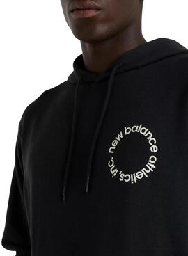 Sweat à capuche New Balance Circular Logo noir pour homme
