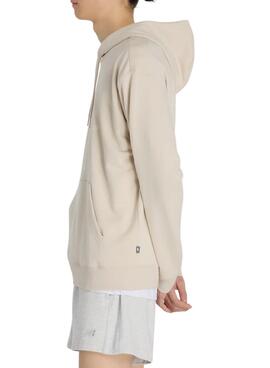 Sweat à capuche New Balance Circular Logo beige pour homme