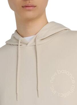 Sweat à capuche New Balance Circular Logo beige pour homme