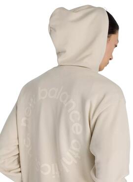 Sweat à capuche New Balance Circular Logo beige pour homme