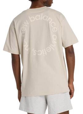 Maillot New Balance logo circulaire beige pour homme