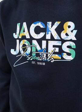 Sweat à capuche Jack and Jones Geplas marine pour enfant