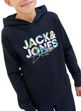 Sweat à capuche Jack and Jones Geplas marine pour enfant