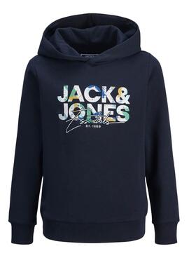Sweat à capuche Jack and Jones Geplas marine pour enfant