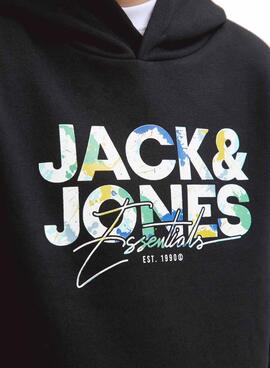 Sudadera con capucha Jack and Jones Geplas negra para niño