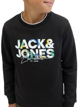 Sweatshirt Jack and Jones Geplas noir pour enfant