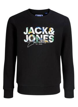 Sweatshirt Jack and Jones Geplas noir pour enfant