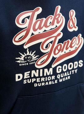 Sweat à capuche Jack and Jones Logo bleu marine pour enfant