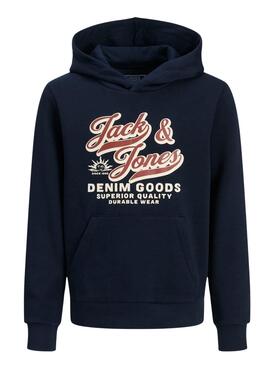 Sweat à capuche Jack and Jones Logo bleu marine pour enfant