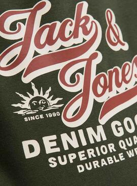 Sweat à capuche Jack and Jones Logo vert pour enfant