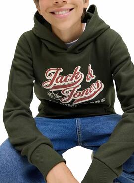 Sweat à capuche Jack and Jones Logo vert pour enfant