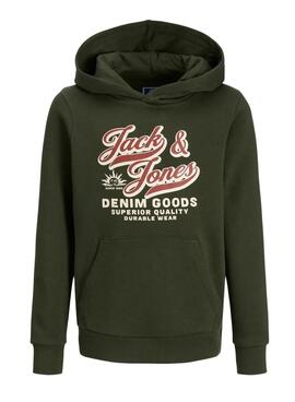 Sweat à capuche Jack and Jones Logo vert pour enfant