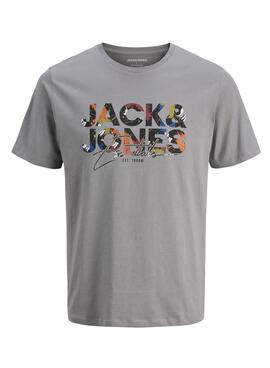 T-shirt Jack and Jones Geplas gris pour enfant.