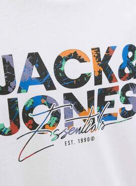 T-shirt Jack and Jones Geplas blanc pour enfant