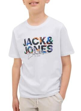 T-shirt Jack and Jones Geplas blanc pour enfant