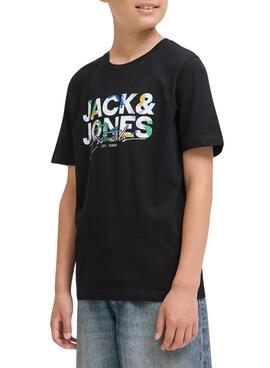 T-shirt Jack and Jones Geplas noir pour enfant