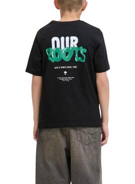 T-shirt Jack and Jones Wobly noir pour enfant