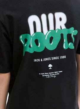 T-shirt Jack and Jones Wobly noir pour enfant
