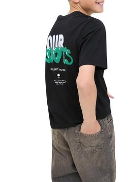 T-shirt Jack and Jones Wobly noir pour enfant