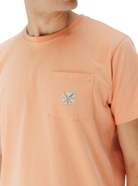 T-shirt El Pulpo avec poche orange pour homme.
