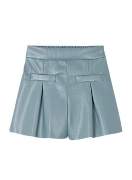 Bermuda Mayoral en cuero sintético azul para niña