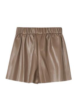 Short en cuir synthétique marron Mayoral pour fille