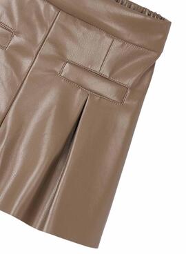 Short en cuir synthétique marron Mayoral pour fille