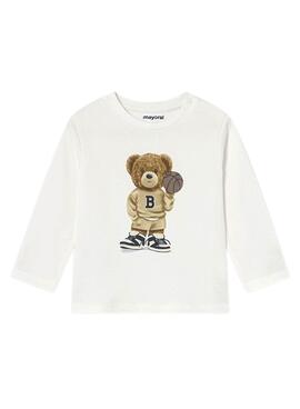 Chemise Mayoral ours à manches longues blanc bébé