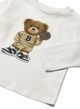 Chemise Mayoral ours à manches longues blanc bébé