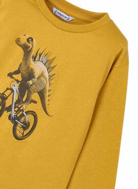 T-shirt Mayoral dinosaure moutarde pour garçon